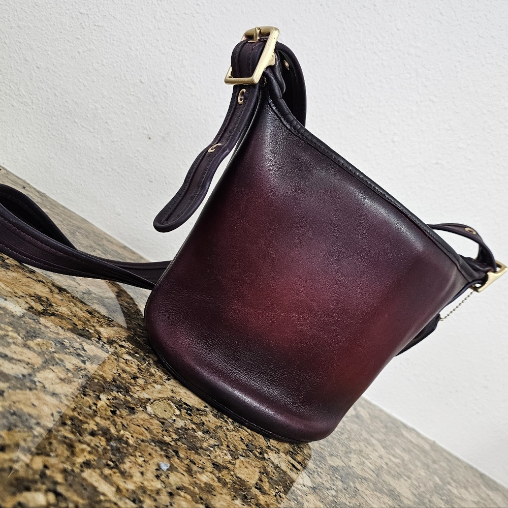 Recycled Riot Vintage Coach Maggie dyed in luscious warm red and purple patina - Picture 10 of 16